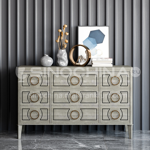 HH-19809A High-end gray high-end restaurant sideboard, wood + high-quality stainless steel
